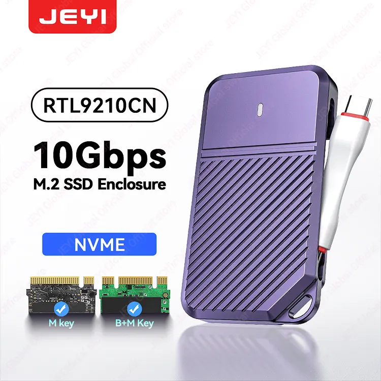 JEYI Gyro-Sensor Write Protection M.2 NVMe Enclosure,10Gbps USB-C