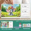 Elephant Diamond Art Monthly Flip Tabletop Calendar January 2027 - December 2028 Small Desktop Calendar Planner 24 Months for Living Room Bedroom Office Desk Gift Giving