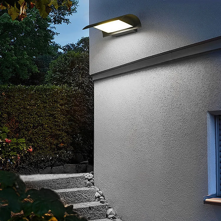 Curved Outdoor Waterproof LED Black Modern Minimalist Wall Lamp Exterior Lighting - Appledas