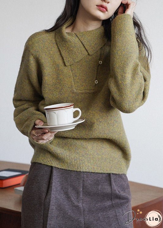 New White Button Patchwork Cozy Knit Sweaters Fall