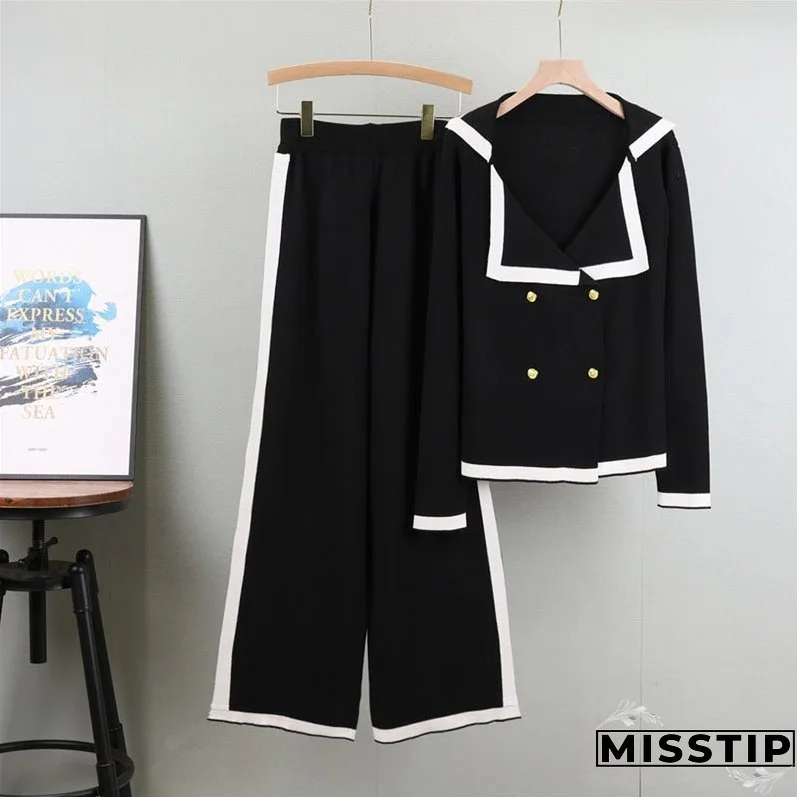 Women's Autumn Classic Style Temperament Long Sleeve Knitted Suits