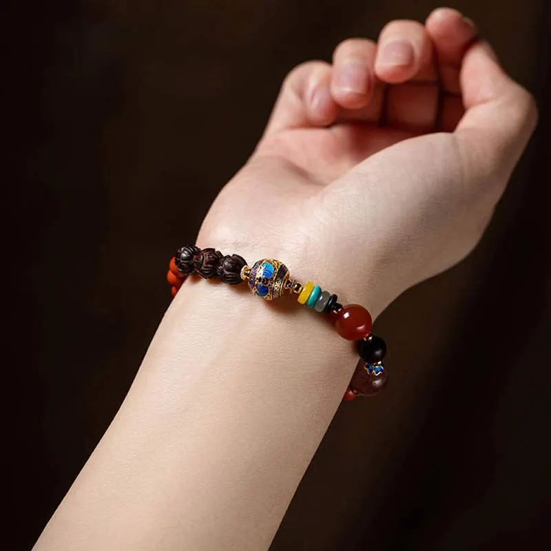 Cinnabar Small Leaf Red Sandalwood Jade Blessing Bracelet