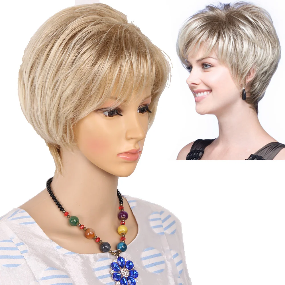 Jewtribute Hair®|Blonde wave short Wig side bangs for women