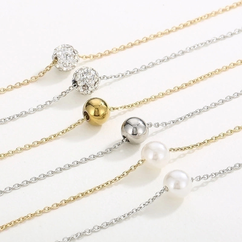 Stainless Steel Titanium Steel 18K Gold Plated Minimalist Plating Round Pendant Necklace