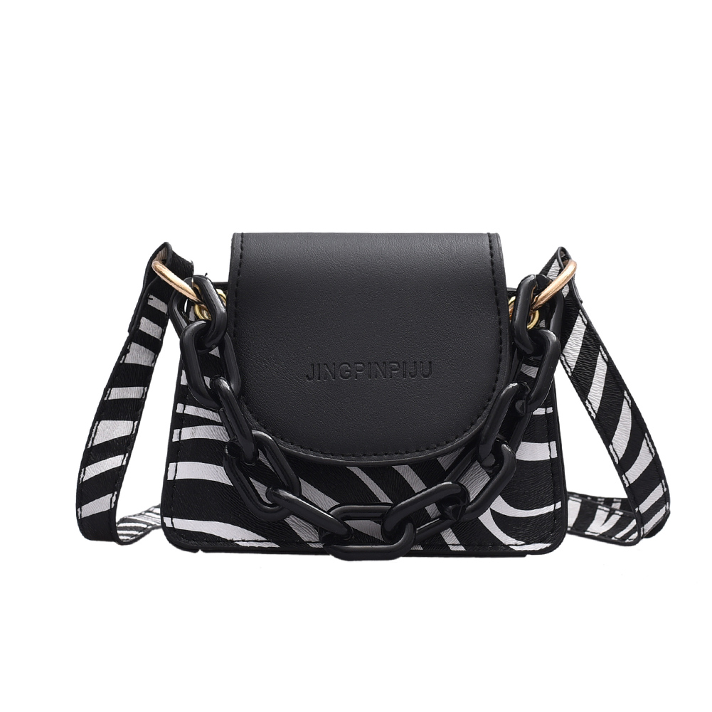 

Zebra Animal Pattern Messenger Bag PU Chain Mini Tote Handbag, Zebra pattern, 501 Original