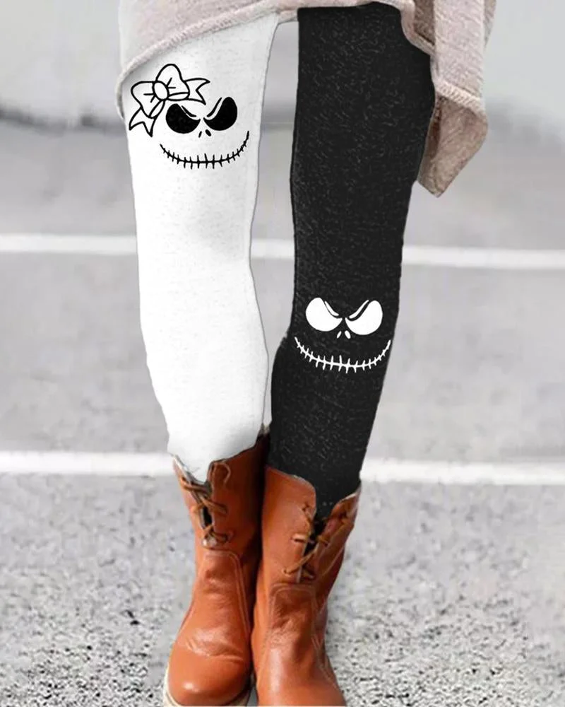 Women's Halloween Jack Skellington Print Leggings