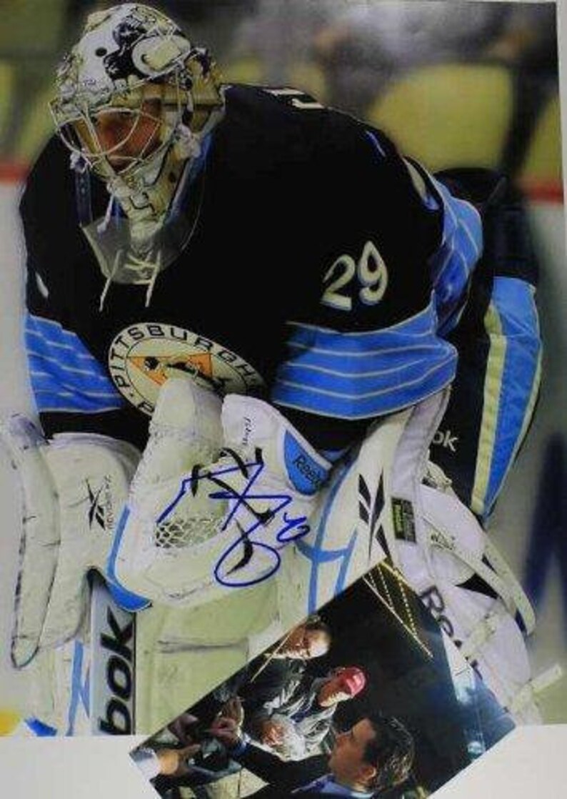 Marc-Andre Fleury Signed Autographed 11x14 Photo Poster painting w/ Proof Photo Poster painting - Pittsburgh Penguins