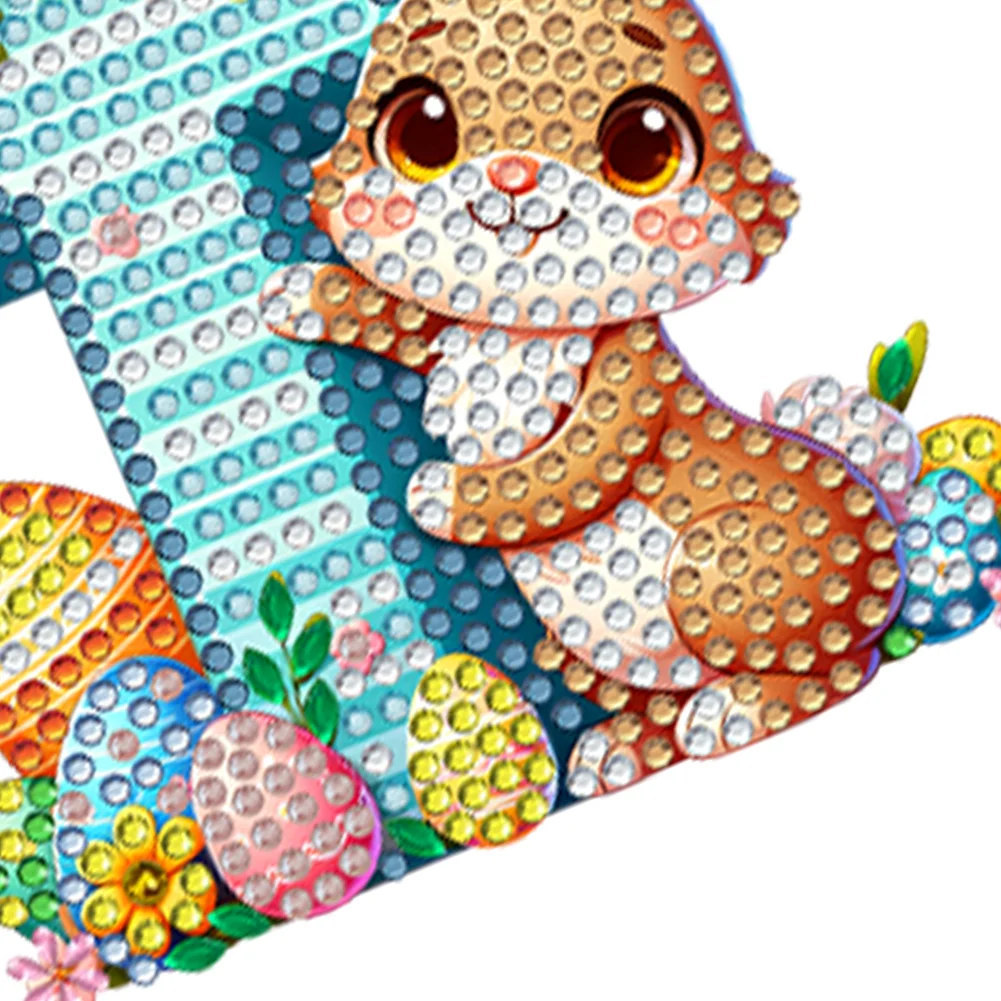 DIY PET Double Sided Special Shaped Easter Alphabet T Diamond Painting Keychain