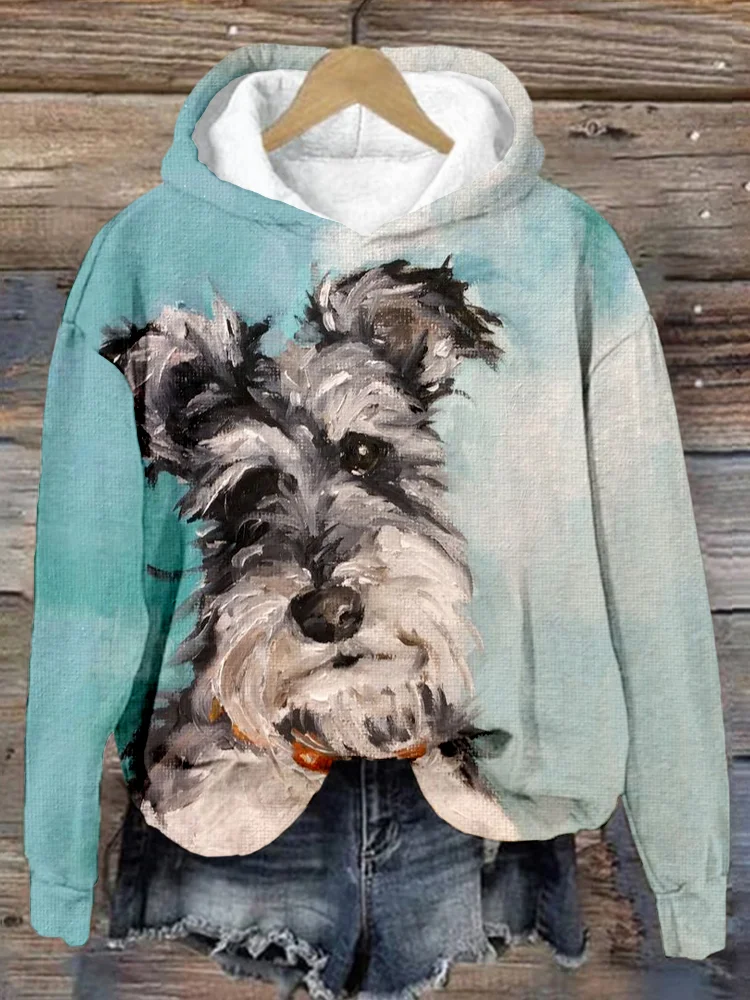 Cute Schnauzer Art Graphic Comfy Hoodie