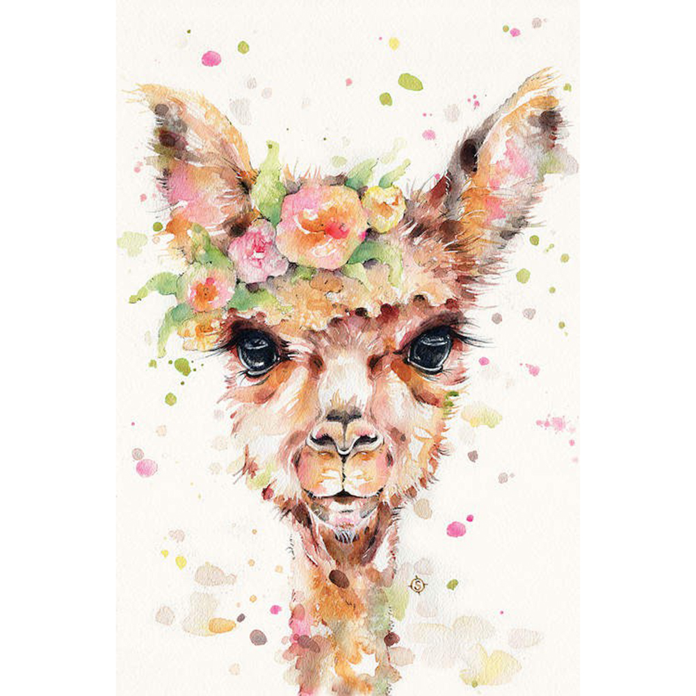 

30*40CM - Round Drill Diamond Painting - Color Flower Deer, 501 Original