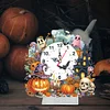 Acrylic Special Shaped Halloween Pumpkin Diamond Painting Clock Desktop Decor