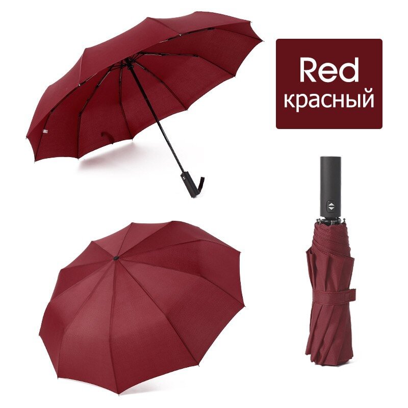 Strong Wind Resistant 12K  Automatic Umbrella  Rain Women Windproof 3Folding Long Handle  Men Business Outdoor Travel  Umbrella