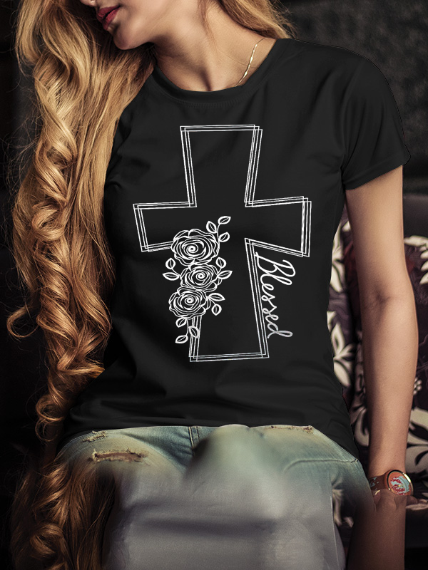 Blessed Floral Cross Women's T-Shirt