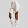 Women's Retro Western Waffle Contrast Suede Track Pants by Inlyline