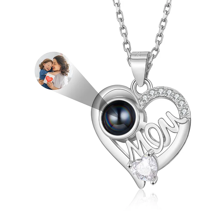 Kettenmachen Personalisiertes Foto Herz "MOM" Projektion Halskette-Geschenk für Mutter