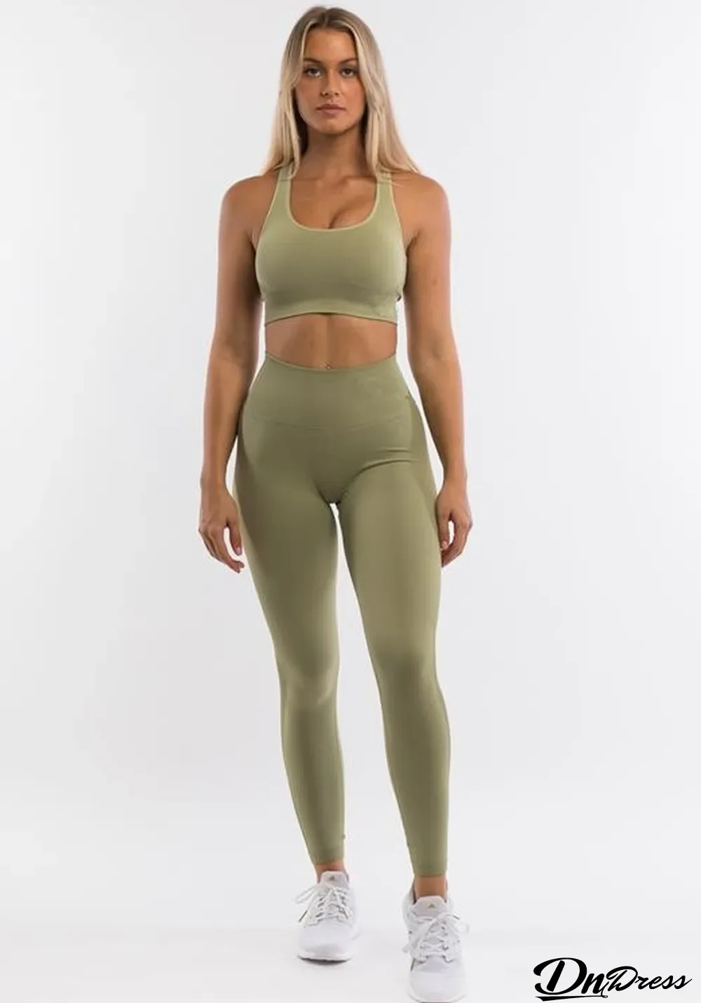 Women Summer Green Strap Sleeveless High Waist Solid Tight Full Length Tracksuit