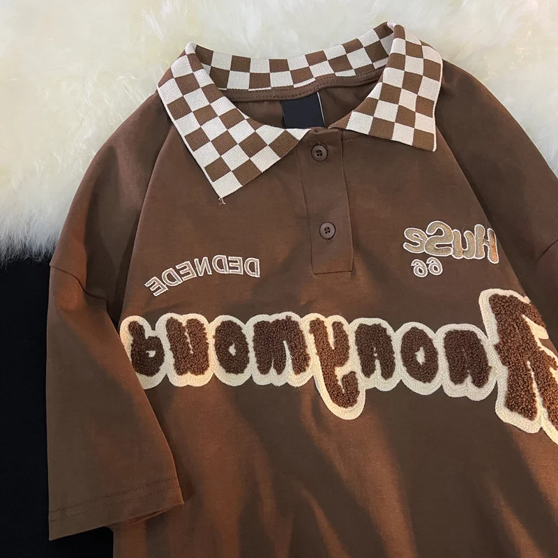 Vintage Checkerboard Short Sleeve Polo Shirt