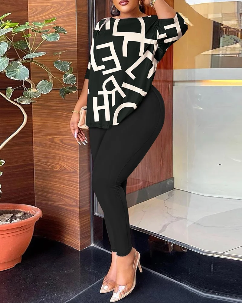 Uveng Uveng 2024 Women's Two Sets Of Fashion Printed Trousers Set