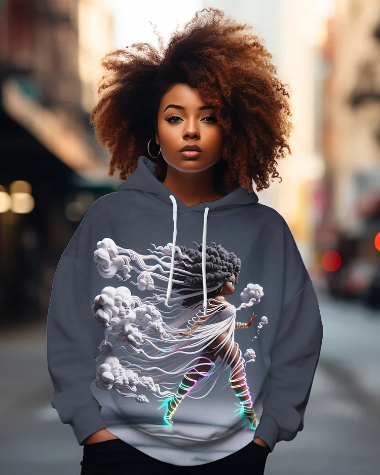 Going Forward Illustration Long-sleeved Hoodie