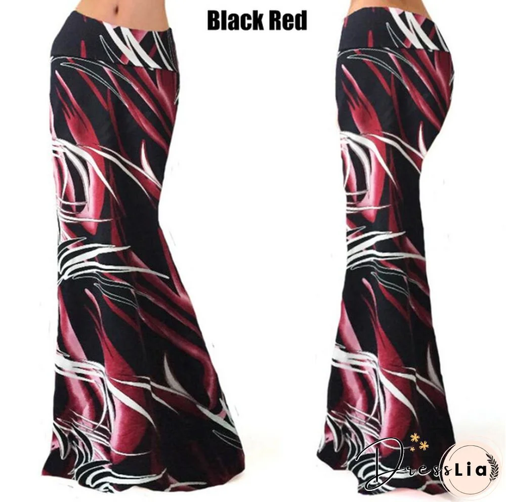 Womenufashion Summer Long Skirts Maxi Skirt Floral Print Casual Skirts High Waist Long Dress Plus Size