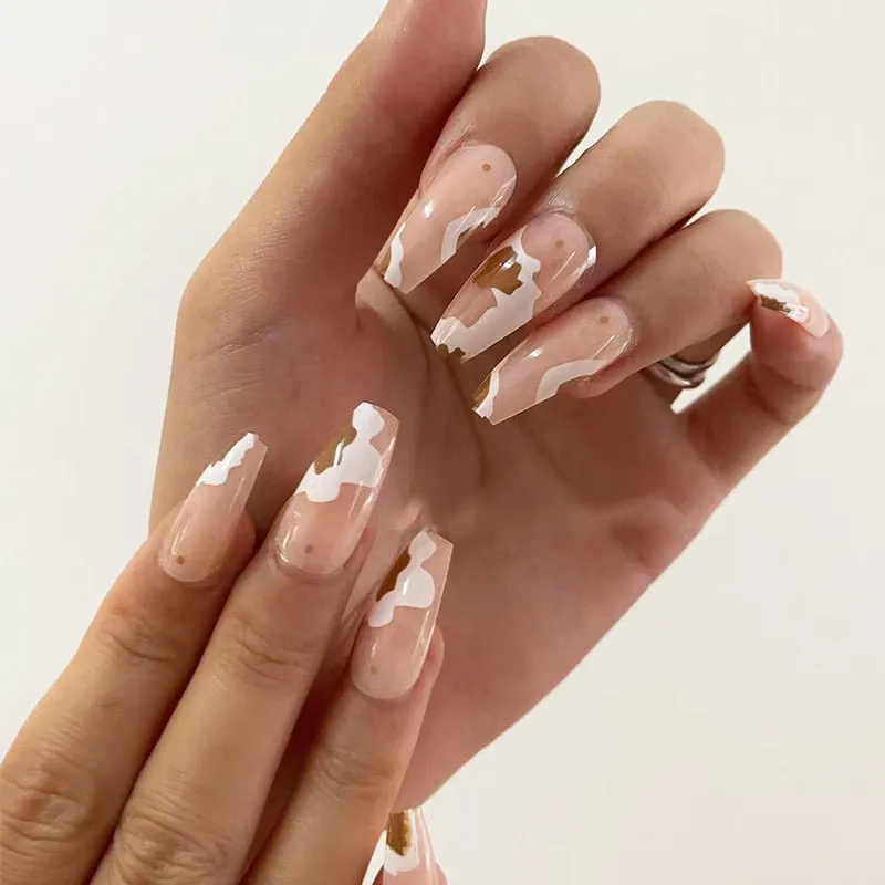 24pcs false press on nails pink color oval head Mid-length Wear  Finished product wearable full cover fake nail tips for girls-Nail Inspo
