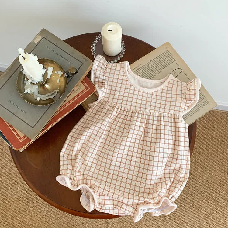 Baby Retro Plaid Ruffled Bodysuit