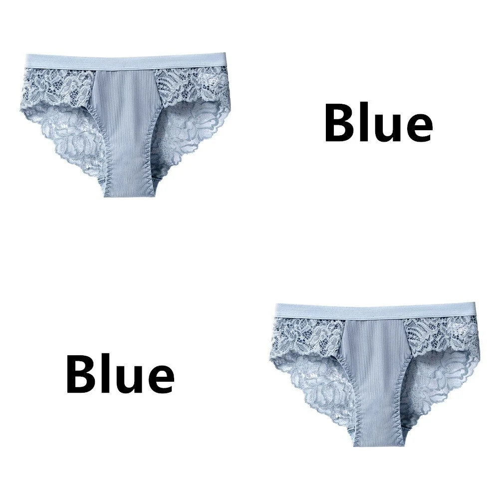 2Pcs/Lot Women's Invisible Underwear Panties Intimate Briefs For Women Sexy Transparent Floral Lace Panties Seamless Panty New