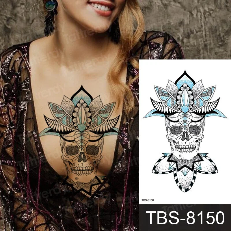 mandala temporary tattoo sticker lace black henna sex tattoo for woman under breast tattoo underboob sketches tattoo designs