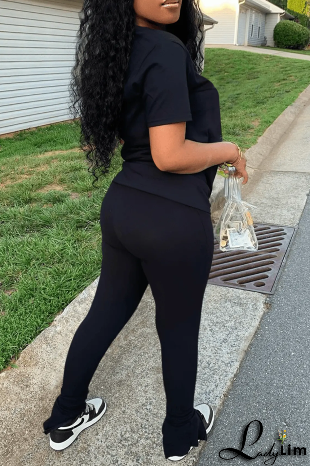 Black Casual Daily Print Patchwork O Neck T-Shirts