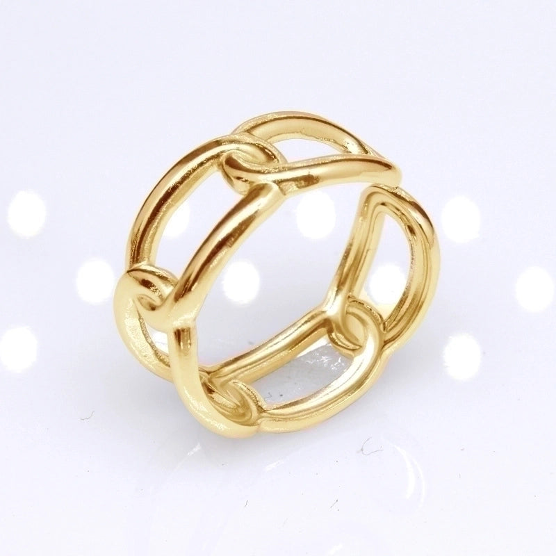 Retro Round Titanium Steel Plating Open Ring 1 Piece