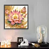 Gelb-rosa Lotus 5D DIY-Diamantkunst-Malkits f&uuml;r Wohnwanddekoration 40x40cm