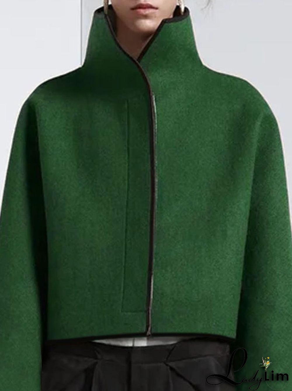 Vintage Loose Solid Color Stand Collar Jackets