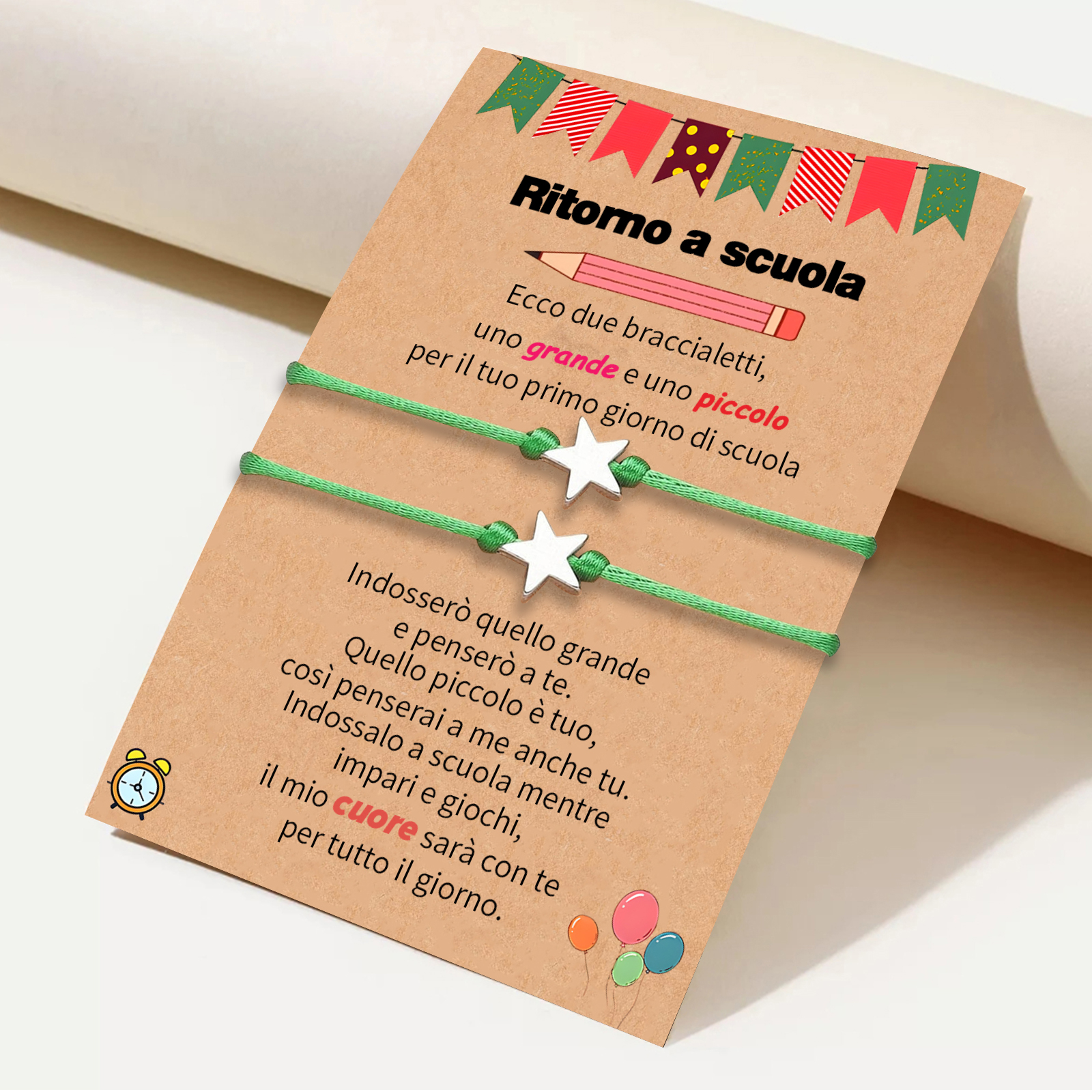 2PCS Braccialetto stella regorabile regalo per bambina con carta