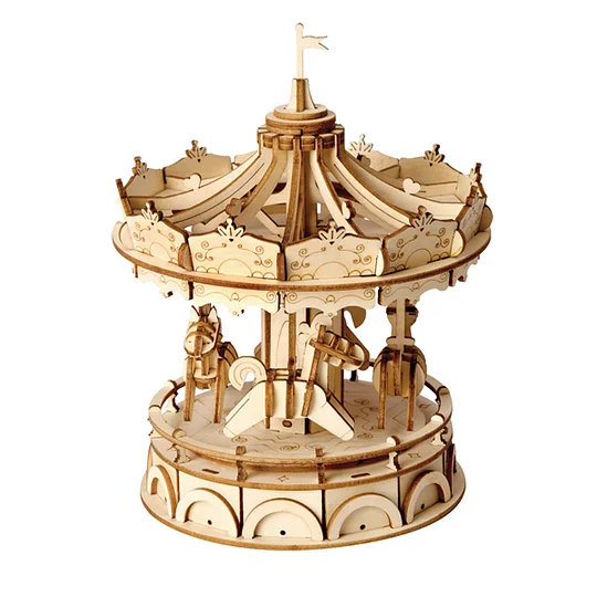 [Only Ship To U.S.]Rolife Merry-Go-Round Model 3D Wooden Puzzle TG404 | Robotime Online