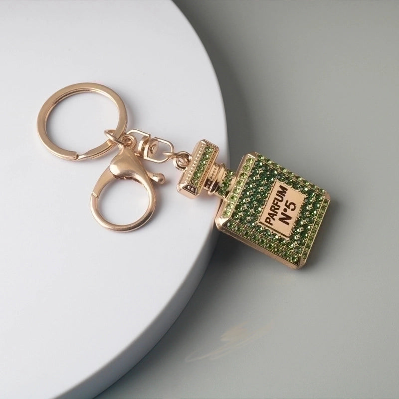 Fashion Perfume Bottle Alloy Inlay Rhinestones Women’s Bag Pendant Keychain 1 Piece
