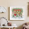 >SALE<Embroidery Eco-cotton Thread 14CT Printed Xmas Window Cross Stitch 34x30cm