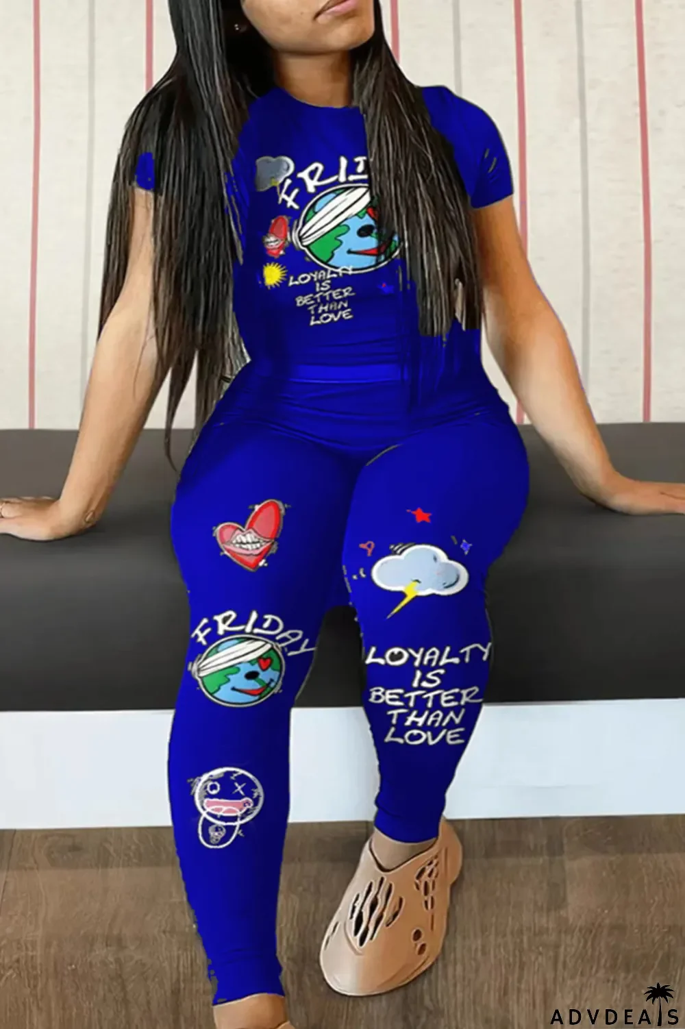 Black Red Casual Print Patchwork O Neck Plus Size Two Pieces