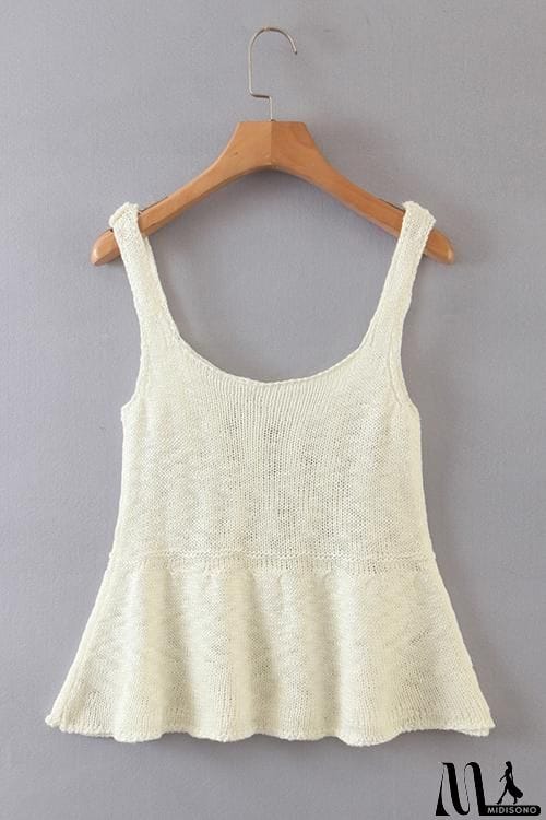 MidiSono - Knit U Neck Peplum Top