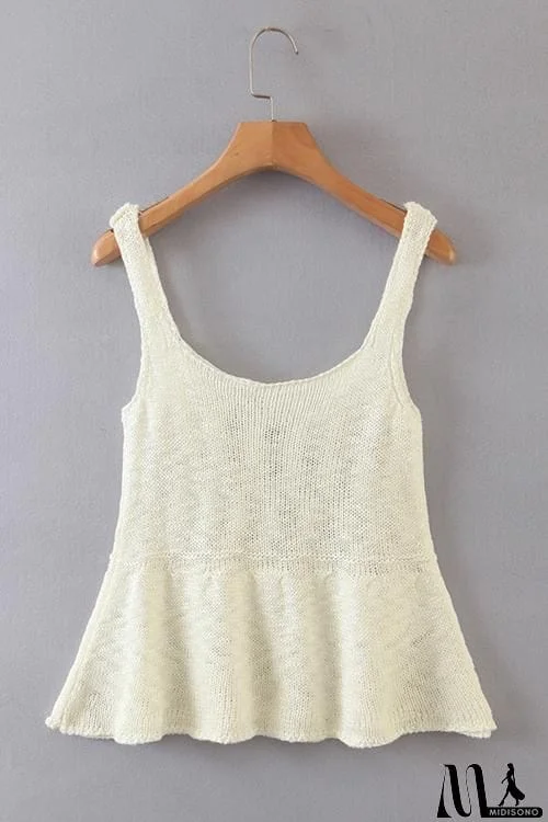 MidiSono - Knit U Neck Peplum Top