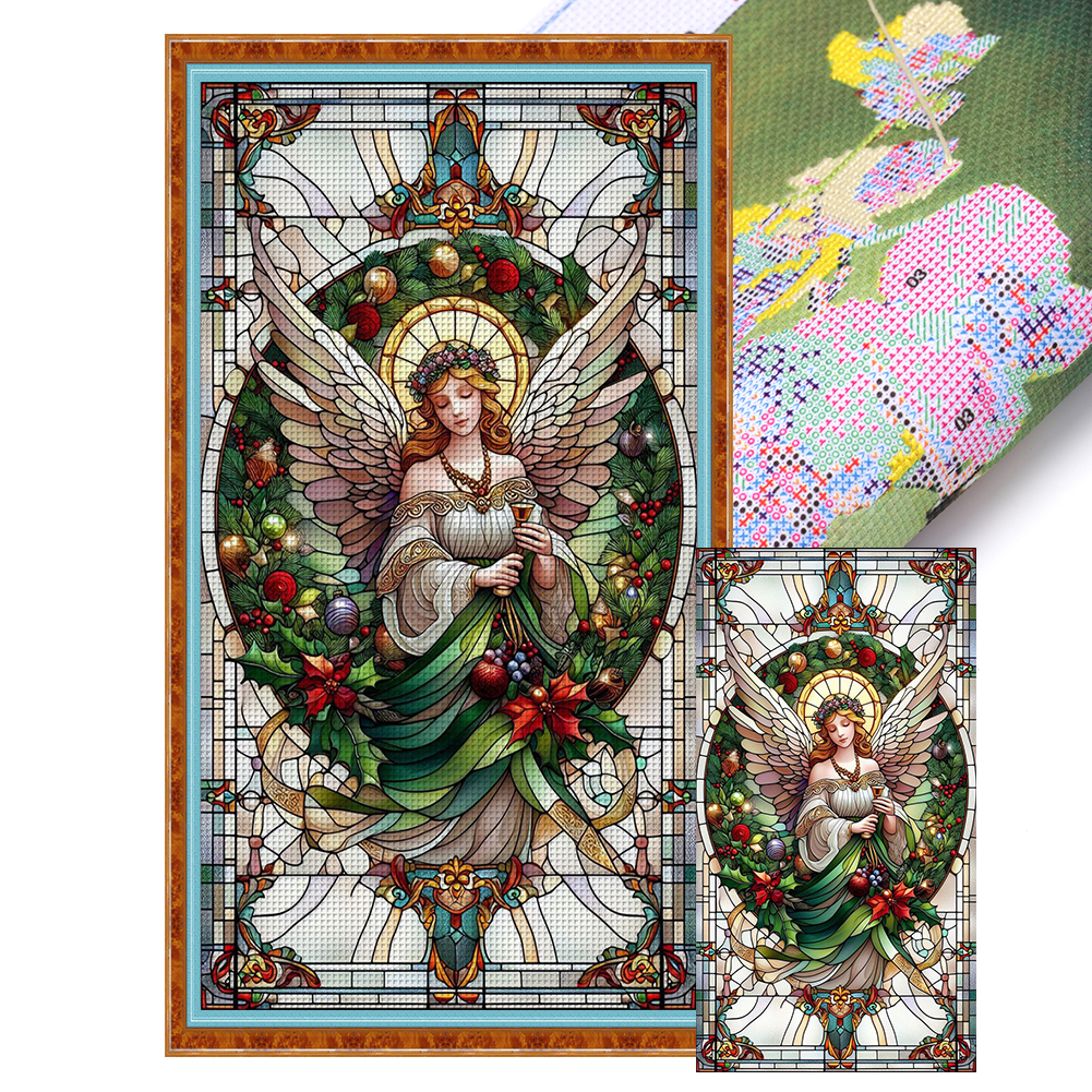 Glass Painting-Angel Full 11CT Pre-stamped Canvas(40*70cm) Cross Stitch