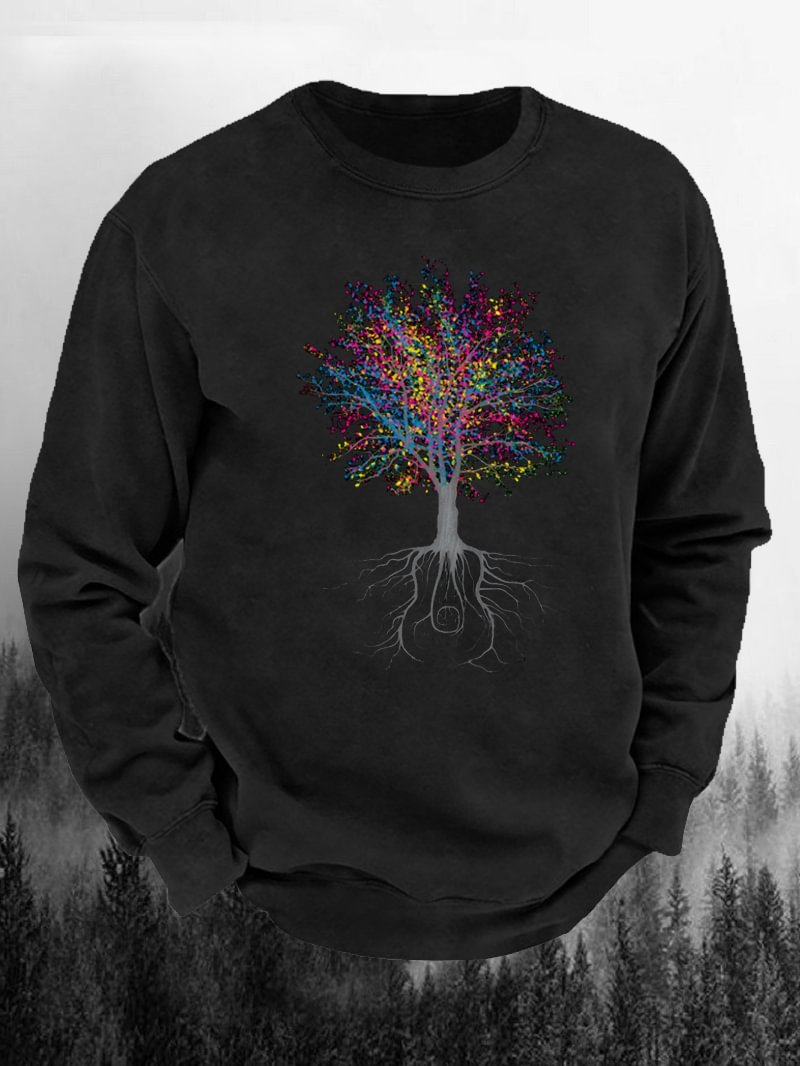 Colorful Tree Printed Sweatshirt in  mildstyles