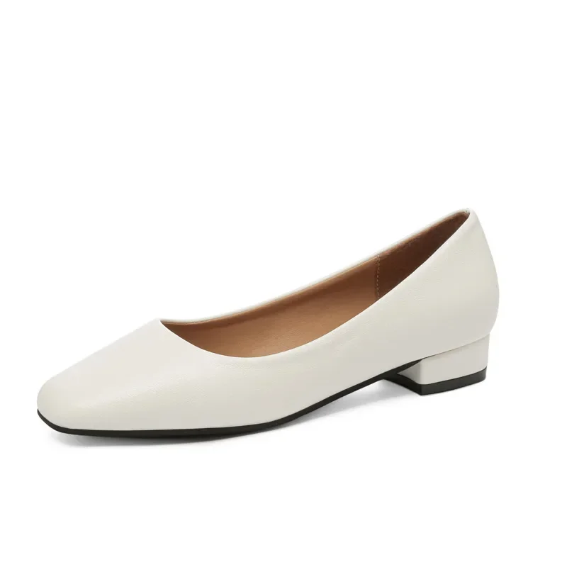 Canrulo Spring New Flat Women Shoes Loafers Simple Low Heels Office Work Casual Shoes Slip on Flat Footwear Ladies Square Toe Shoes