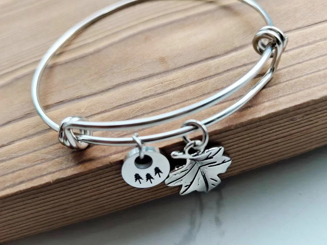 Falling Leaf Bangle Bracelet