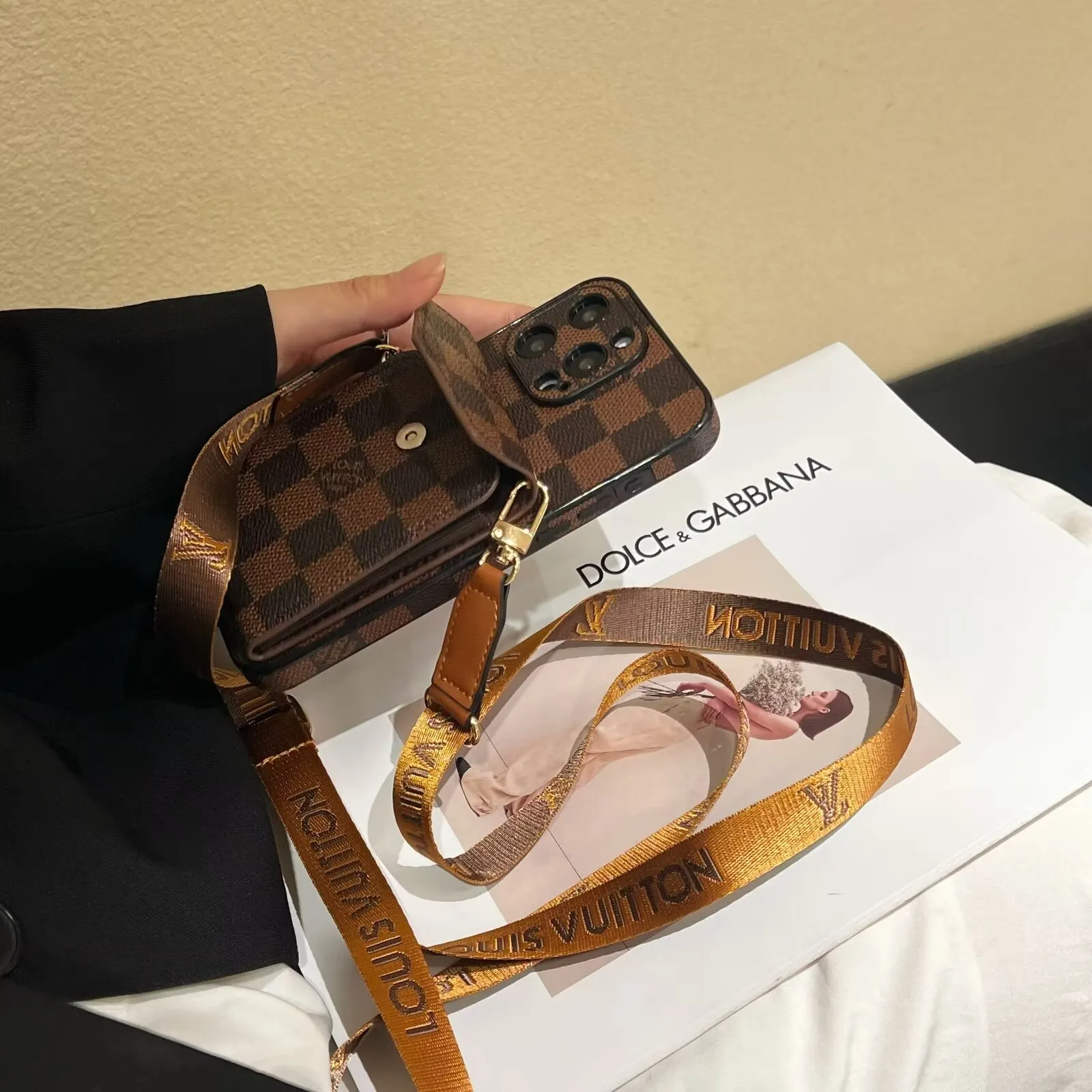 Elegant LV crossbody monogram canvas wallet Gucci Ophidia GG Apple iPhone case