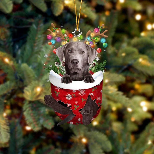 Labrador In Snow Pocket Christmas Ornament.