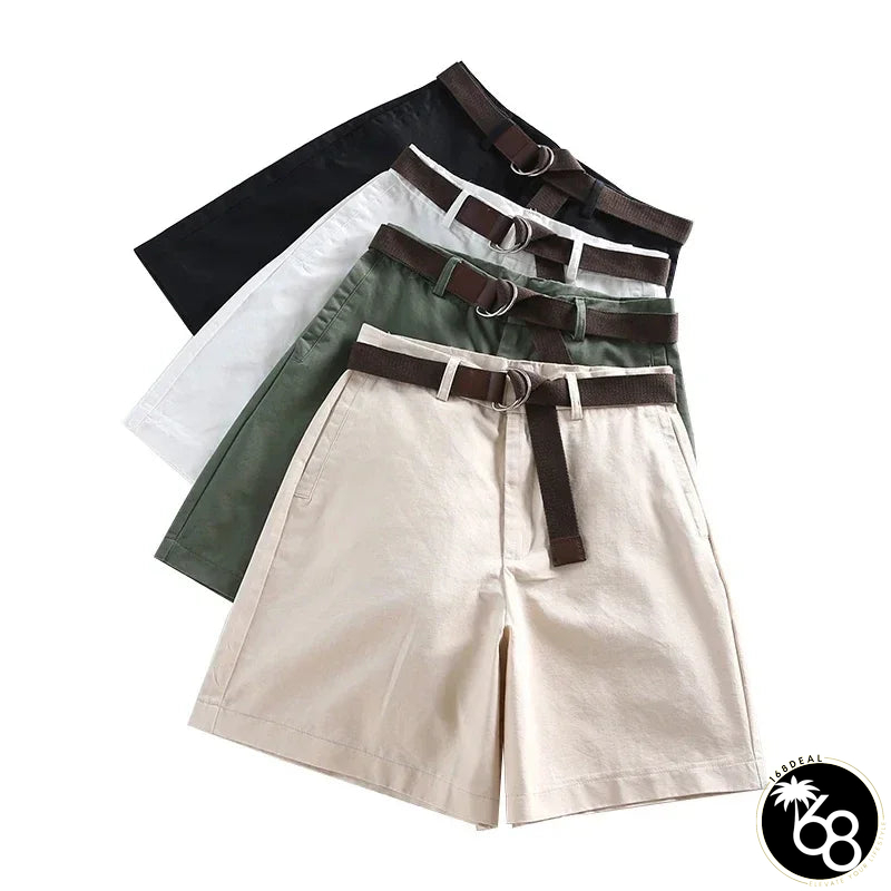 Women's Polyester High Waist Zipper Fly Solid Pattern Shorts | 168DEAL