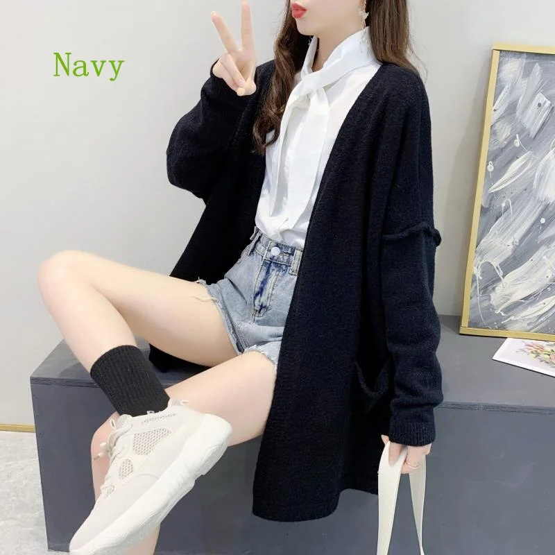 2020 Long Cardigan Women Sweater Autumn Winter Long Sleeve Camel Cashmere Knitted Sweater Jacket Loose Ladies Sweaters Cardigans