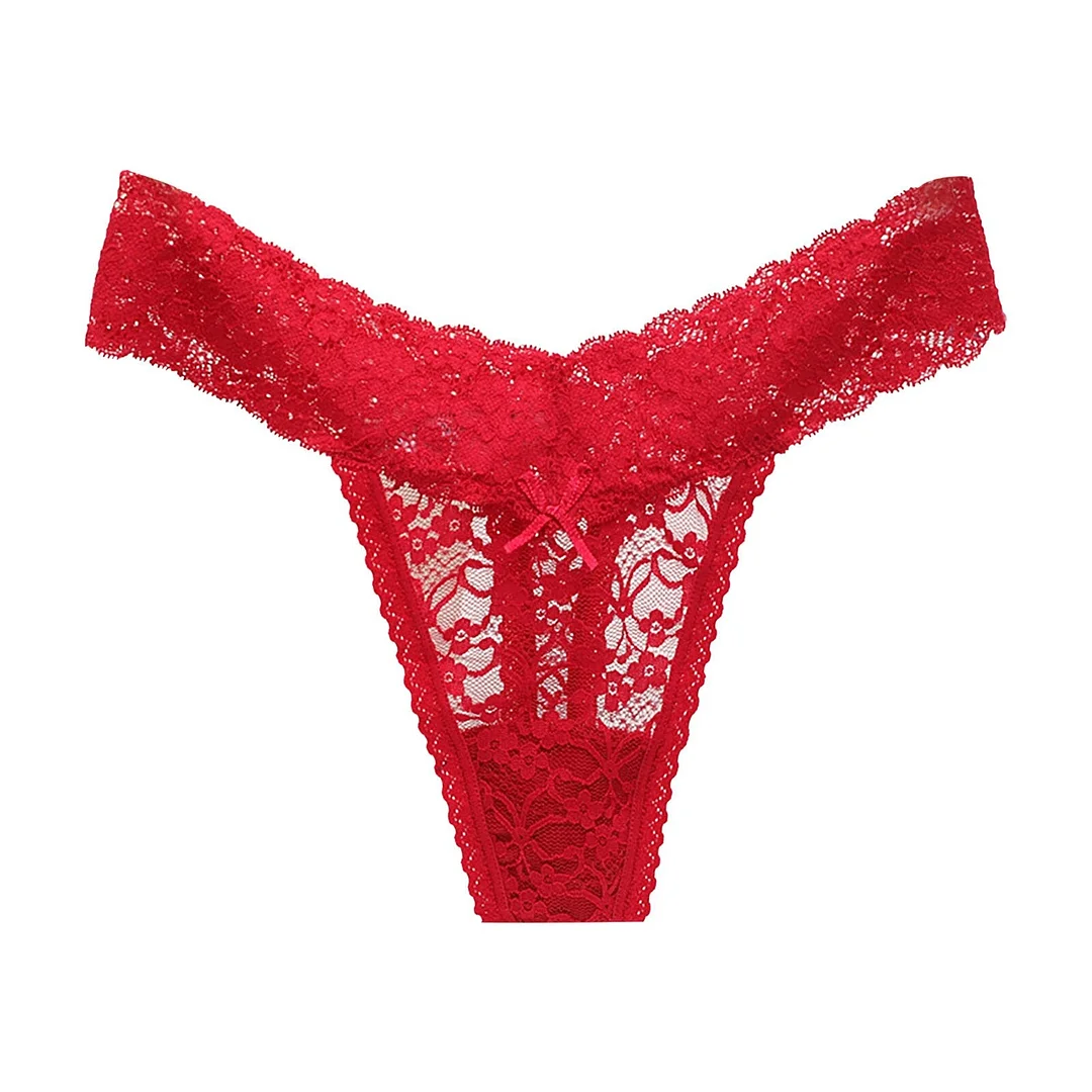 Sexy Women's Underwear Lace See-Through Temptation Lingerie Hollow Out Flower Ribbon Sexy Panties G String Breathable Underpants