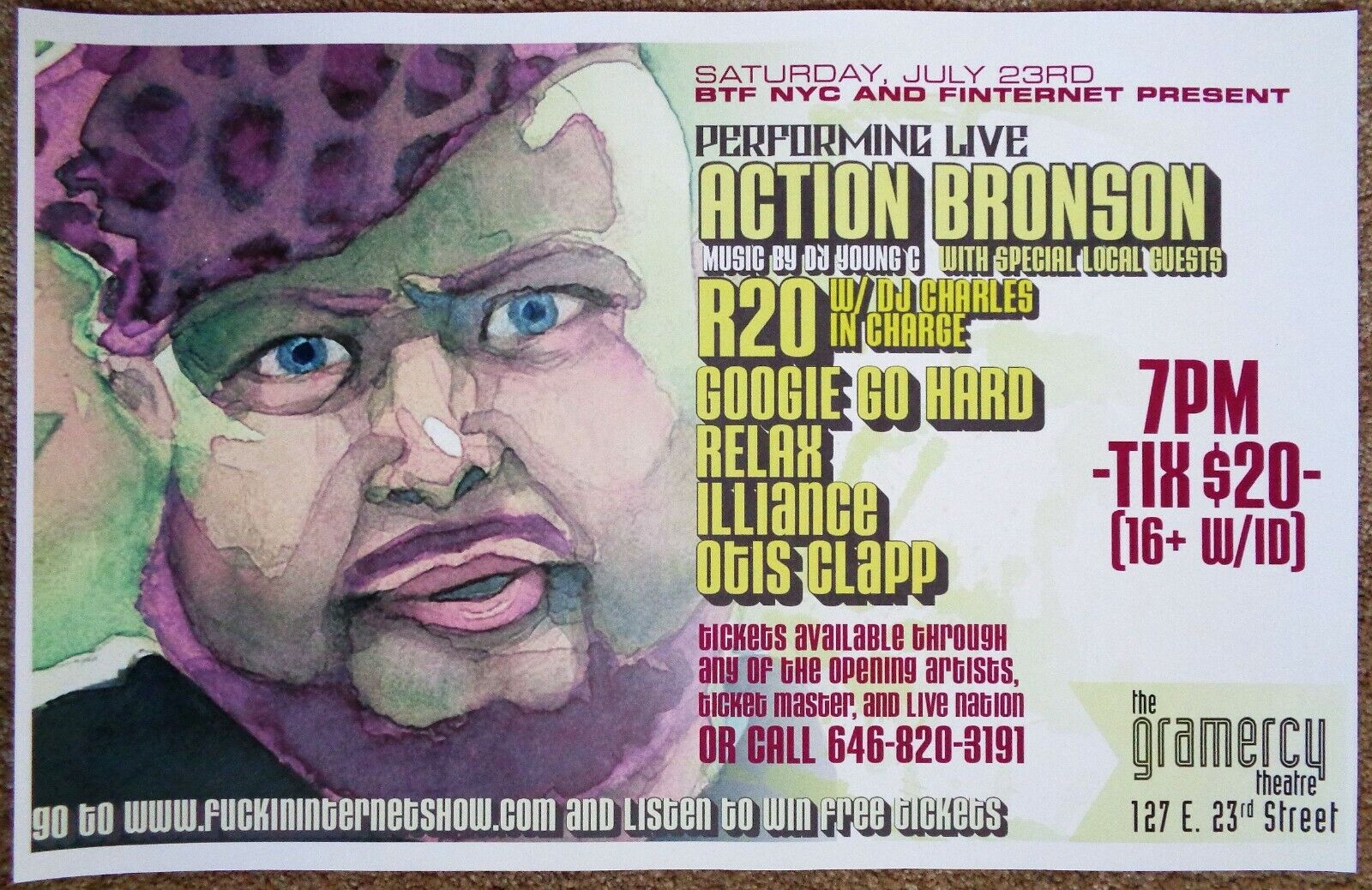 ACTION BRONSON 2011 Gig POSTER New York City Concert