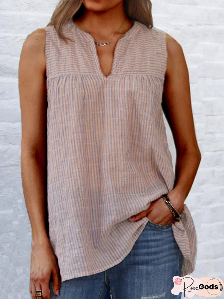 Sleeveless Casual V Neck Blouse